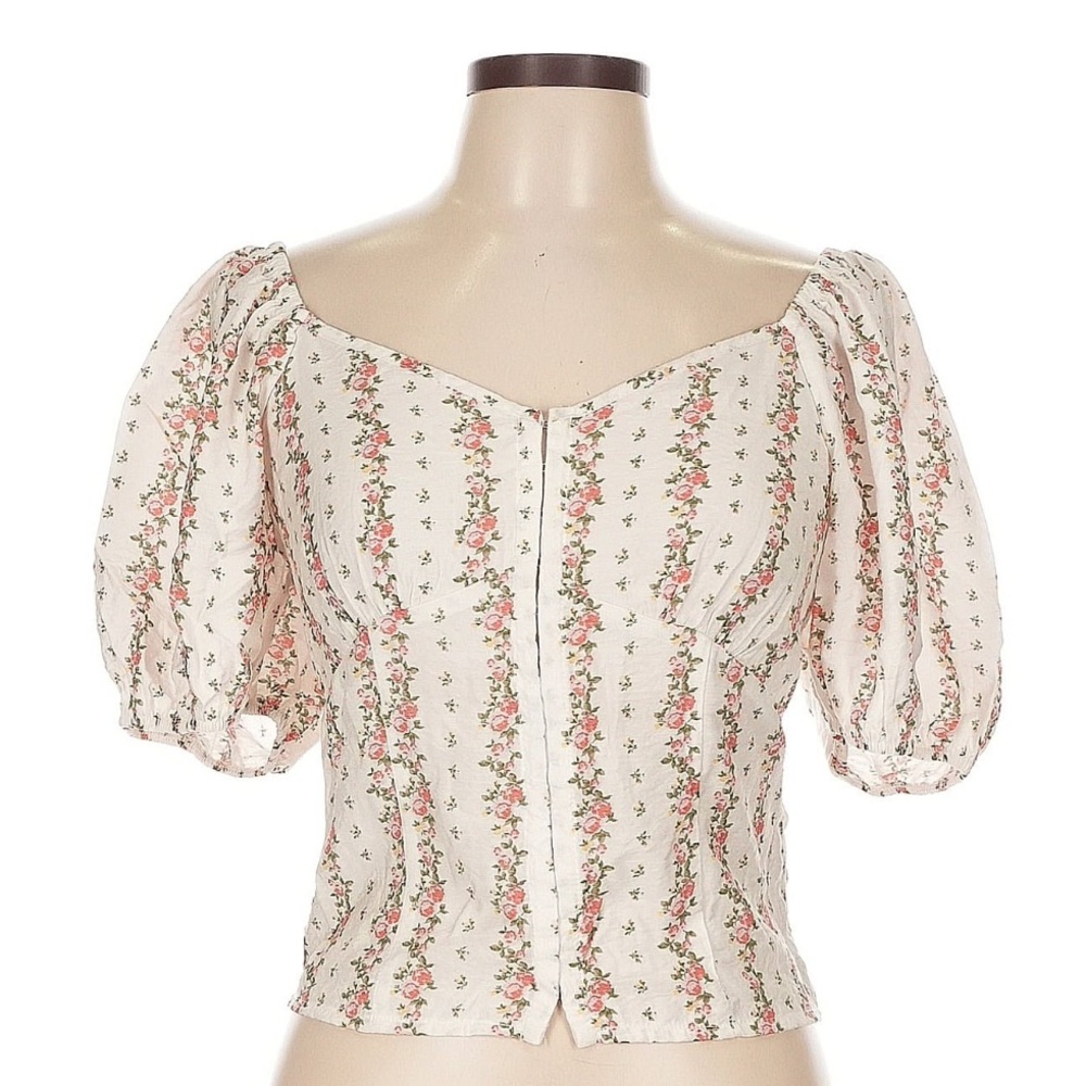 Sienna Sky Cream Floral Puff Sleeve Blouse